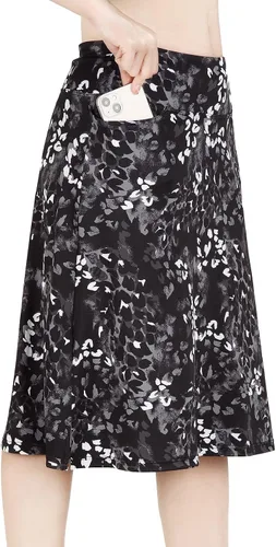 Vista 7 de Falda pantalón para mujer, modesta, hasta la rodilla, atlética, midi, para correr Beige