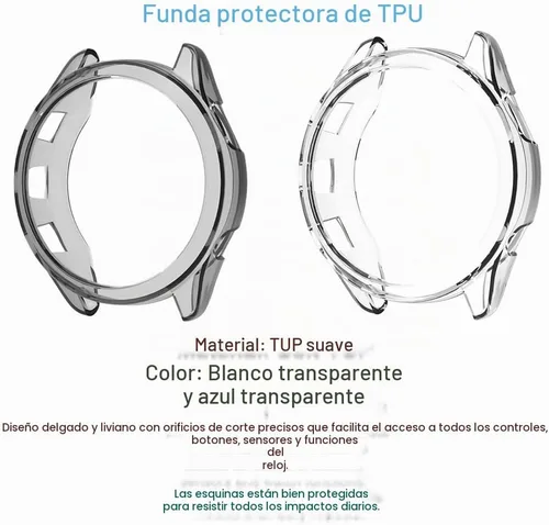 Vista 3 de Compatible con Garmin Forerunner 265 protector de pantalla y funda de TPU, película flexible suave + marco de cobertura completa antiarañazos
