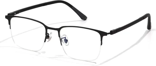 Vista 7 de ZanyLen Blue Light Blocking Glasses Men Computer Gaming Glasses Rectangle Metal Semi-rimless Frame