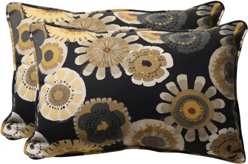 Vista 14 de Pillow Perfect Almohada decorativa floral para interiores y exteriores, relleno de felpa, resistente a la intemperie y a la decoloración, lumbar