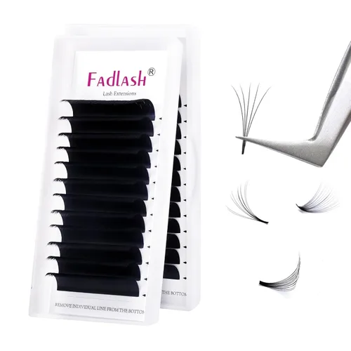Vista 34 de Extensiones de Pestañas Rizo B Fácil Florecimiento Extensión de Pestañas Negro Mate Extensiones de Pestañas de Volumen Rápido Florecimiento Pestañas