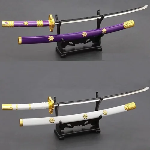 Vista 6 de Espada Samurai Zoro de 10 Pulgadas - Anime Roronoa Shusui/Wado Ichimonji/Kitetsu/Yubashiri - Espada Mini de Metal Katana - Colección de Regalo