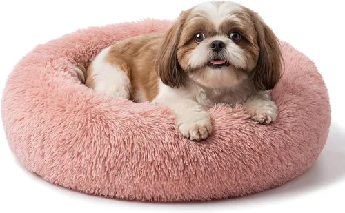Vista 14 de Cama para perros pequeños, cama calmante para perros pequeños, antiansiedad, cama para cachorros, lavable a máquina, esponjosa, de lujo Verde militar