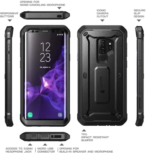 Vista 7 de SUPCASE Unicorn Beetle Pro Series - Funda diseñada para Samsung Galaxy S9+ Plus, con protector de pantalla integrado, funda resistente de cuerpo