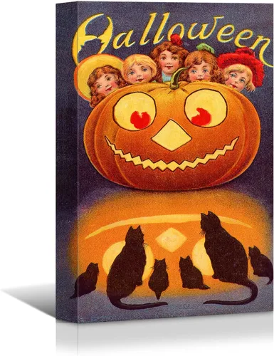 Vista 13 de Wewejia -Lienzo de Halloween pintura de pared de máscara de Halloween rojo/azul fantasma imagen póster impresiones de Halloween arte de pared