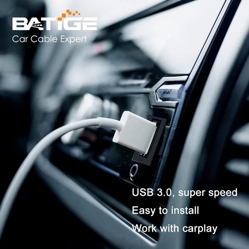 Vista 3 de Cable de extensión cuadrado de un solo puerto USB 3.0 de montaje empotrado con hebilla para automóvil, camión, barco, motocicleta, salpicadero, 1 pie