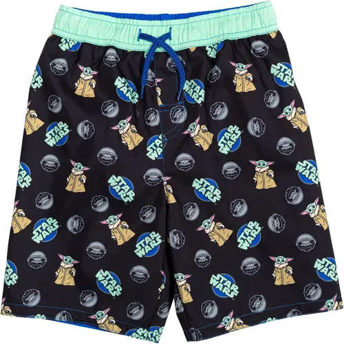 Vista 3 de STAR WARS The Mandalorian The Child Pullover Rash Guard and Swim Trunks Outfit Set Little Kid to Big Kid