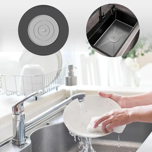 Vista 6 de TJ POP Tapón de silicona para tina, paquete de 4 unidades, tapón de drenaje grande para bañera, cubierta de drenaje plana de succión para cocina