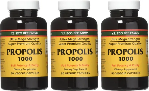 Vista 3 de Granjas de abeja orgánica de Y.S. propóleos crudos sin procesar 0,035 oz 90 cápsulas, 1