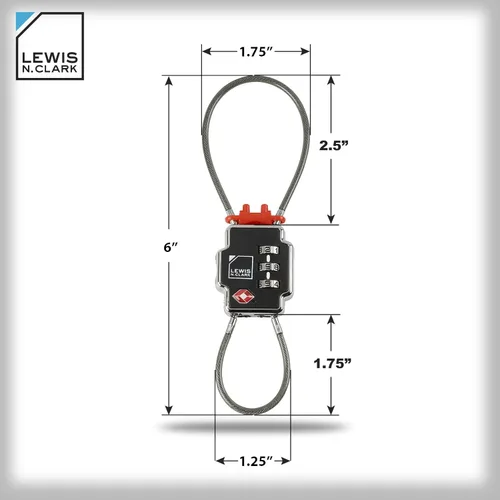 Vista 2 de Cerradura de seguridad triple Lewis N Clark, Negro -, Compacto