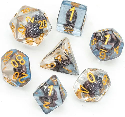 Vista 10 de UDIXI Juego de 7 dados poliédricos DND D&D, RPG D y D con bolsa de almacenamiento para juegos de rol y otros juegos de mesa (Aarakocra)