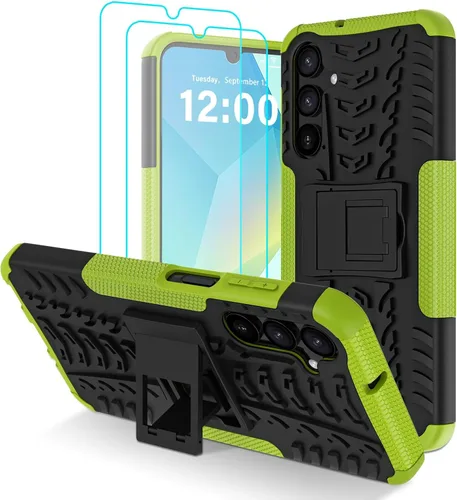 Vista 10 de para Samsung Galaxy A15 5G Funda con protector de pantalla de 2 paquetes, grado militar a prueba de golpes, cubierta acolchada resistente con Negro