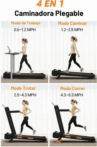 Vista 3 de Walking Pad Treadmill with 15% Incline & Handle Bar, Treadmills for Home