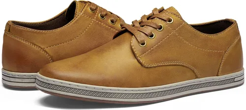 Vista 4 de Jousen Zapatos deportivos de vestir para hombre, de cuero, de moda, transpirables, retro, para hombre, zapatos casuales