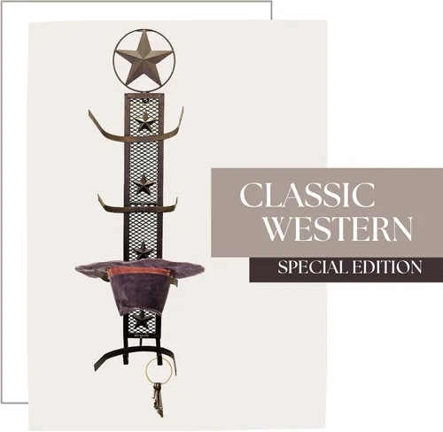 Vista 4 de BestGiftEver Metal Star 4 - Perchero plegable para colgar en la pared, estilo rústico occidental, organizador de exhibición de sombreros de vaquero