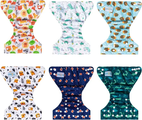 Vista 8 de babygoal Pañales de tela para recién nacidos, paquete de 13 unidades para niños prematuros de 5-12 libras, 6 unidades con 6 insertos y bolsa