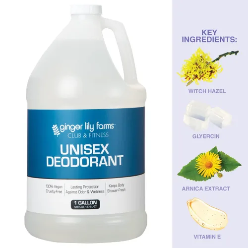 Vista 4 de Ginger Lily Farms Club & Fitness - Desodorante unisex en aerosol para vestuarios, 100% vegano y libre de crueldad, aroma fresco, 1 galón