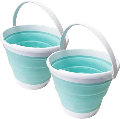 Vista 19 de SAMMART Cubo de plástico plegable de 10 L (2.6 galones), bañera redonda plegable, cubo de agua portátil para pesca, bote de agua para exteriores