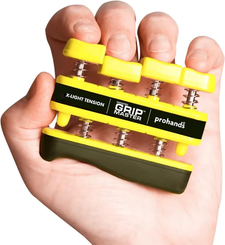 Vista 17 de Prohands Gripmaster - Ejercitador de mano (fortalecedor de agarre de mano), con resorte, sistema de pistón de dedos, aislamiento y ejercicio de cada