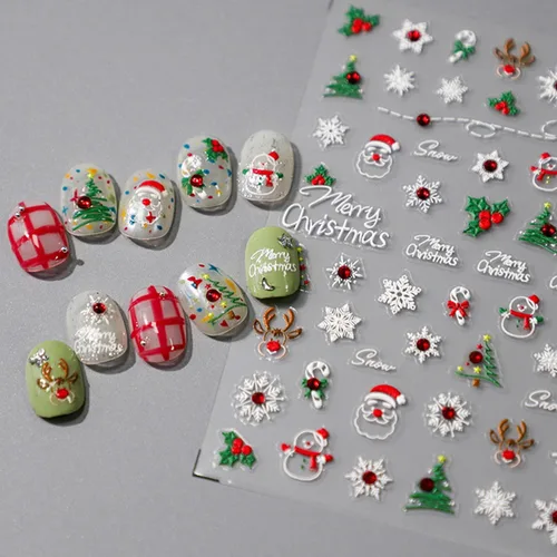Vista 37 de 8 hojas de calcomanías de arte de uñas de conejo de Pascua, 3D, autoadhesivas, accesorios de arte de uñas, caricaturas, conejos, animales Colorido -1