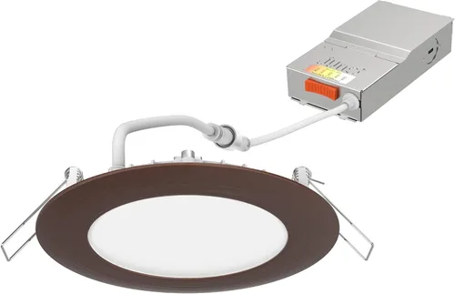 Vista 6 de Juno WF4 SWW5 90CRI ORB M6 Luz descendente de oblea LED redonda, 120 voltios, temperatura de color conmutable 2700K/3000K/3500K/4000K/5000K Bronce