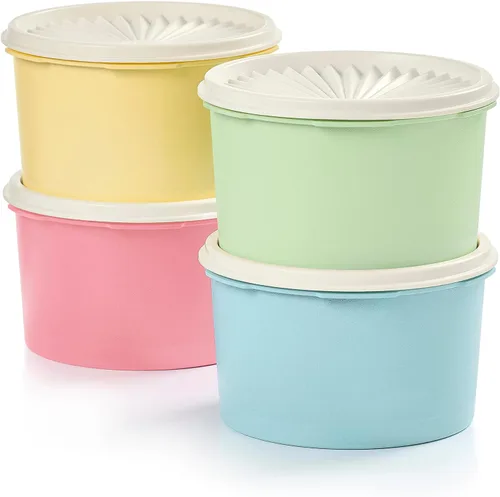 Vista 10 de Tupperware One Touch Reminder Canisters - Juego de 4 recipientes para almacenamiento de alimentos, apto para lavavajillas y sin BPA
