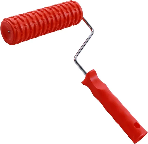 Vista 10 de Auniwaig Brocha de rodillo de pintura de goma en relieve rojo de 12.59 pulgadas para pintura de pared del hogar EG100T patrón de ladrillo DIY