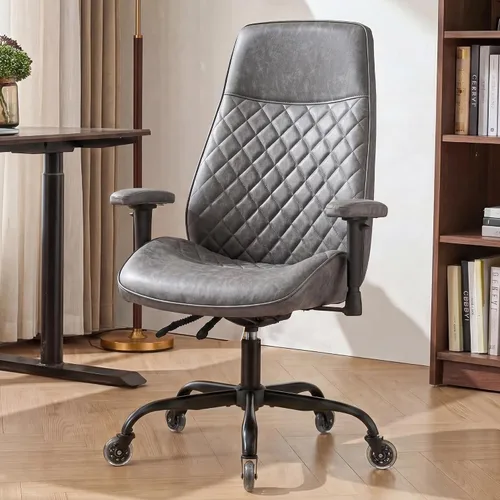 Vista 11 de NEO CHAIR Silla de oficina de cuero PU marrón con diseño ergonómico