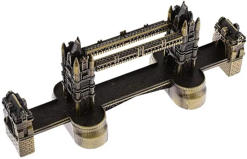 Vista 6 de PROW® Puente retro de la torre de Londres de 8 pulgadas, modelo de arquitectura famosa, edificio estatal para decoración del hogar, adorno de metal