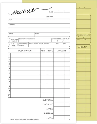 Vista 2 de Stylish Script - Bloc de formulario de factura sin carbono de 2 partes, 50 hojas, 3.4 x 5.5 pulgadas, libro de recibos de venta de pedidos de compra