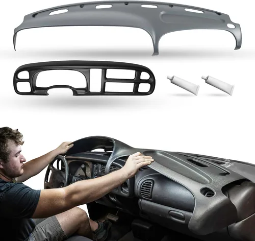 Vista 11 de DASHSKIN Tapa moldeada para salpicadero compatible con Dodge Ram 1500 1998 1999 2000 2001 (98-02 Ram 2500 y 3500) en negro universal, fabricado