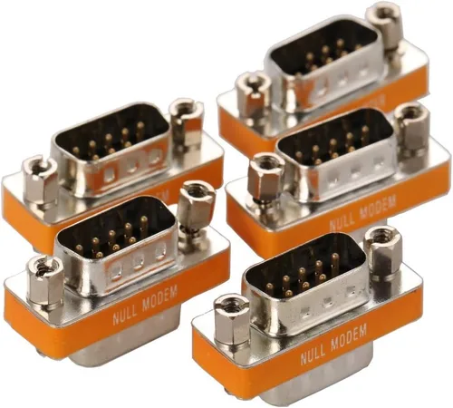 Vista 7 de Adaptador de módem nulo DB9 macho a macho Slimline Data Transfer Serial Port Adapter 2 Pack