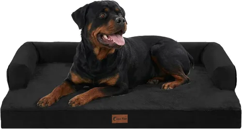 Vista 28 de Cama ortopédica para perros extragrandes, cama de espuma XL con forma de caja de huevos impermeable con lados 45x35 pulgadas, cama de sofá