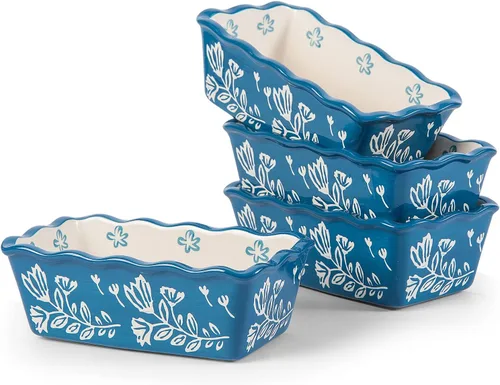 Vista 7 de Wisenvoy Mini molde para pan de cerámica para hornear pan, mini sartenes para pan de 4 piezas