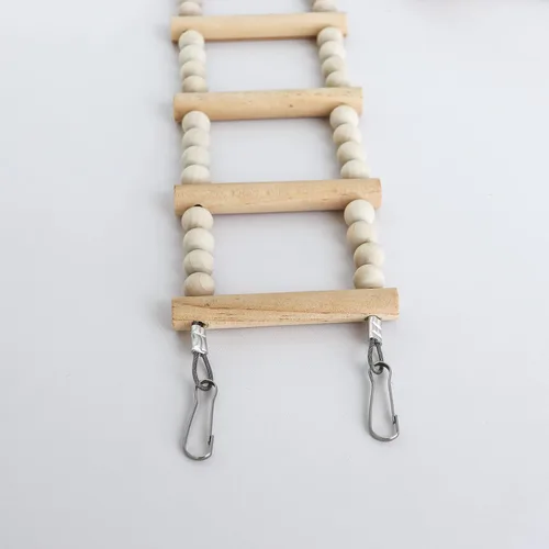 Vista 5 de Puente de escalera para pájaros, juguetes de madera para escalada y columpio, accesorios de jaula para pájaros, ratas, loros, hámster, ardilla