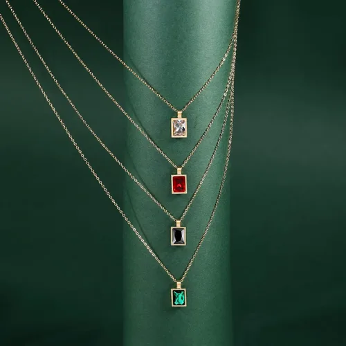 Vista 6 de Badu Collar de lágrima creada en oro de 18 quilates de 0.39 x 0.394 pulgadas para mujer, joyería de circonita cúbica solitaria, día de la madre