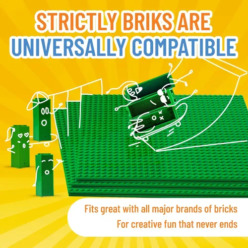 Vista 4 de Strictly Briks Stackable Baseplates - Compatible with Lego, 6 x 6 in Baseplates for Buildling Blocks, Display Tower, Expand Vertical Builds, 4 Verde