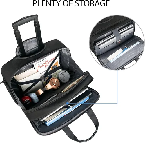 Vista 7 de EMPSIGN Maletín para portátil de 17,3" y bolsa con ruedas con bolsillos RFID para trabajo de negocios
