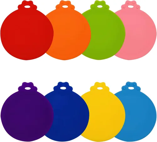 Vista 3 de XYSMZM 8 fundas para latas de mascotas, tapas de latas de comida para todas las latas de perro y gato de tamaño estándar.