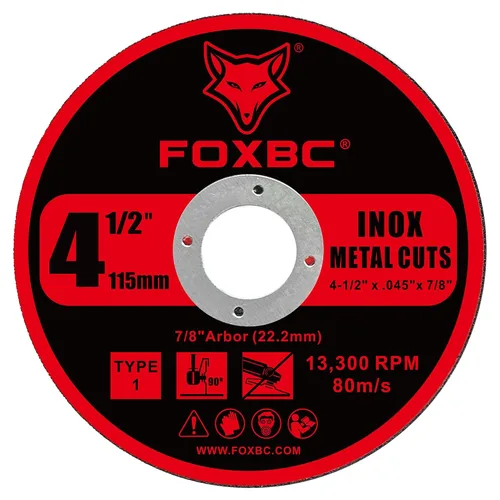 Vista 2 de FOXBC Discos de rueda de corte de 4-1/2 pulgadas para amoladora angular, corte para metal y acero inoxidable, 4-1/2 pulgadas x 0.045 pulgadas x 7/8