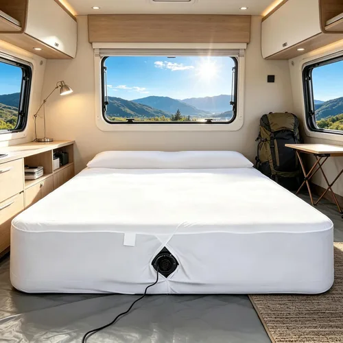 Vista 10 de Sábana bajera tamaño matrimonial para colchón de aire, protector de colchón de aire impermeable con bolsillo profundo de 7 a 15 pulgadas, para cama