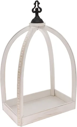 Vista 4 de Boston International Farolillo decorativo de madera y metal, juego de 2, abovedado natural