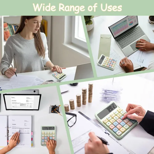 Vista 5 de Calculadora de interruptor mecánico, LCD grande de 12 dígitos Teclado mecánico real con retroalimentación táctil para trabajo de oficina, estudio
