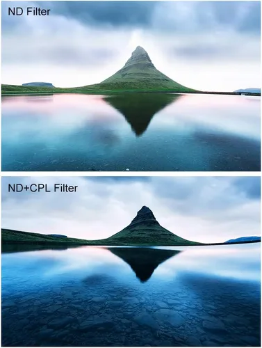 Vista 2 de K&F Concept Filtro de densidad neutra de 2.441 in ND32 y filtro polarizador circular CPL 2 en 1 para lente de cámara, revestimiento multiresistente