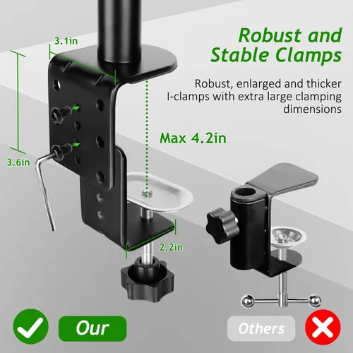 Vista 6 de Brazo de Micrófono de Pluma, Soporte de Micrófono Aéreo Ajustable con Altura con Elevador de Extensión para Shure SM7B Blue Yeti HyperX QuadCast S