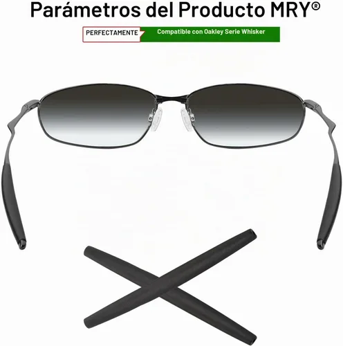 Vista 2 de Mryok Auriculares de repuesto para gafas de sol Oakley Whisker/Square Whisker/Juliet/Wiretap/Big Square Wire/A Wire - Opciones Negro