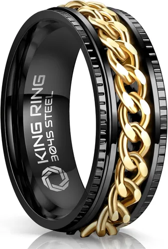 Vista 19 de King Ring 8mm Super Spinner Stainless Steel Fidget Rings – Designed in USA Negro