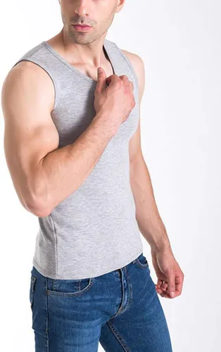 Vista 2 de Flygo Camiseta sin mangas térmica de algodón para hombre, con forro polar, chaleco sin mangas