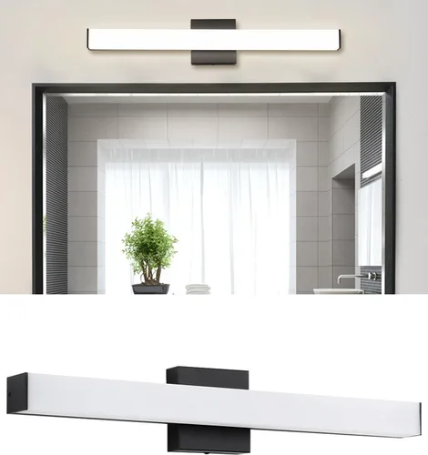 Vista 16 de Lámpara de tocador de baño de níquel cepillado, cuadrada, LED, 60 cm (24 pulgadas), 14 W, luz blanca natural, 4000 K, barra de luz para espejo