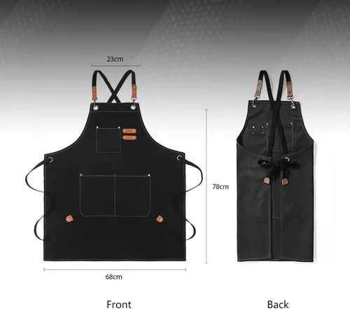 Vista 8 de Adjustable Canvas Apron with 3 Pockets for Men Women,Cross Back Work Apron,Durable Kitchen Apron for Cooking